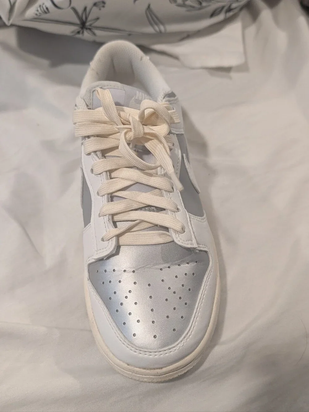 Nike Women’s White and Light Silver Low-Top Sneakers